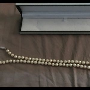 Ladies Faux Pearl Necklace / 925 Silver Clasp